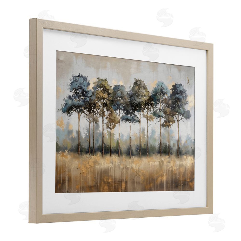 Creative Studio Green & Blue Forest Grove Brown Framed Print Under Glass Wall Art