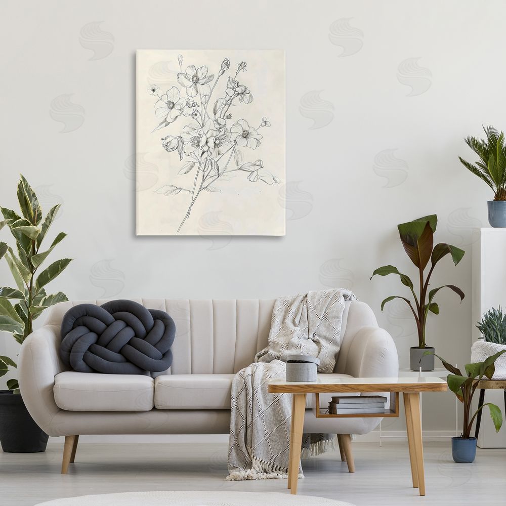 Creative Studio Wildflower Outline Study Stretched Canvas on Wall