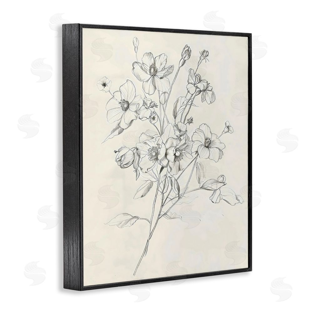 Creative Studio Wildflower Outline Study Black Framed Giclee Wall Art Print