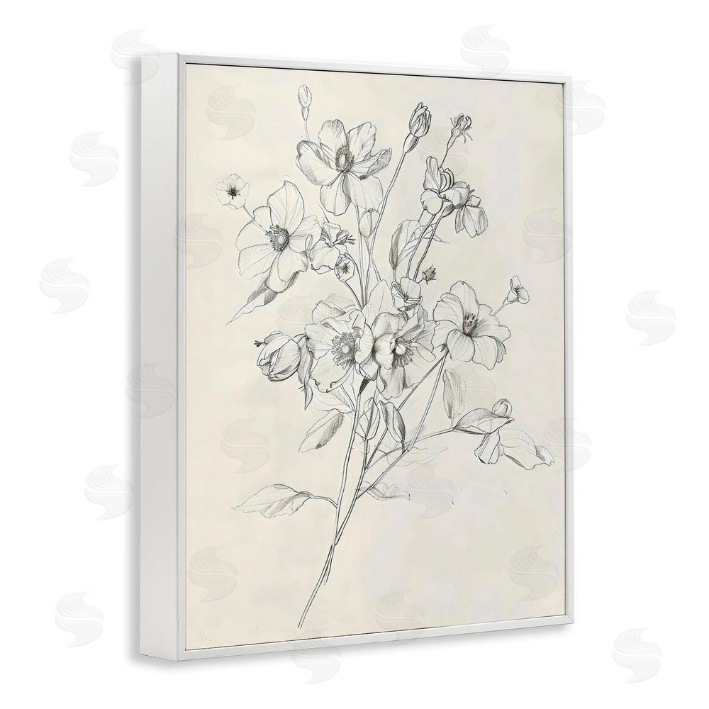 Creative Studio Wildflower Outline Study White Framed Giclee Wall Art Print