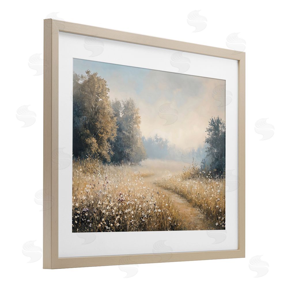 Creative Studio Wandering Wildflower Path at Dawn Brown Framed Print Under Glass with White Mat Wall Art