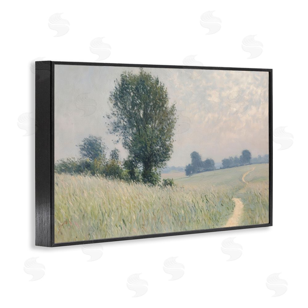 Petal Prints Design Tall Grass Path Through Meadow Black Framed Giclee Wall Art Print