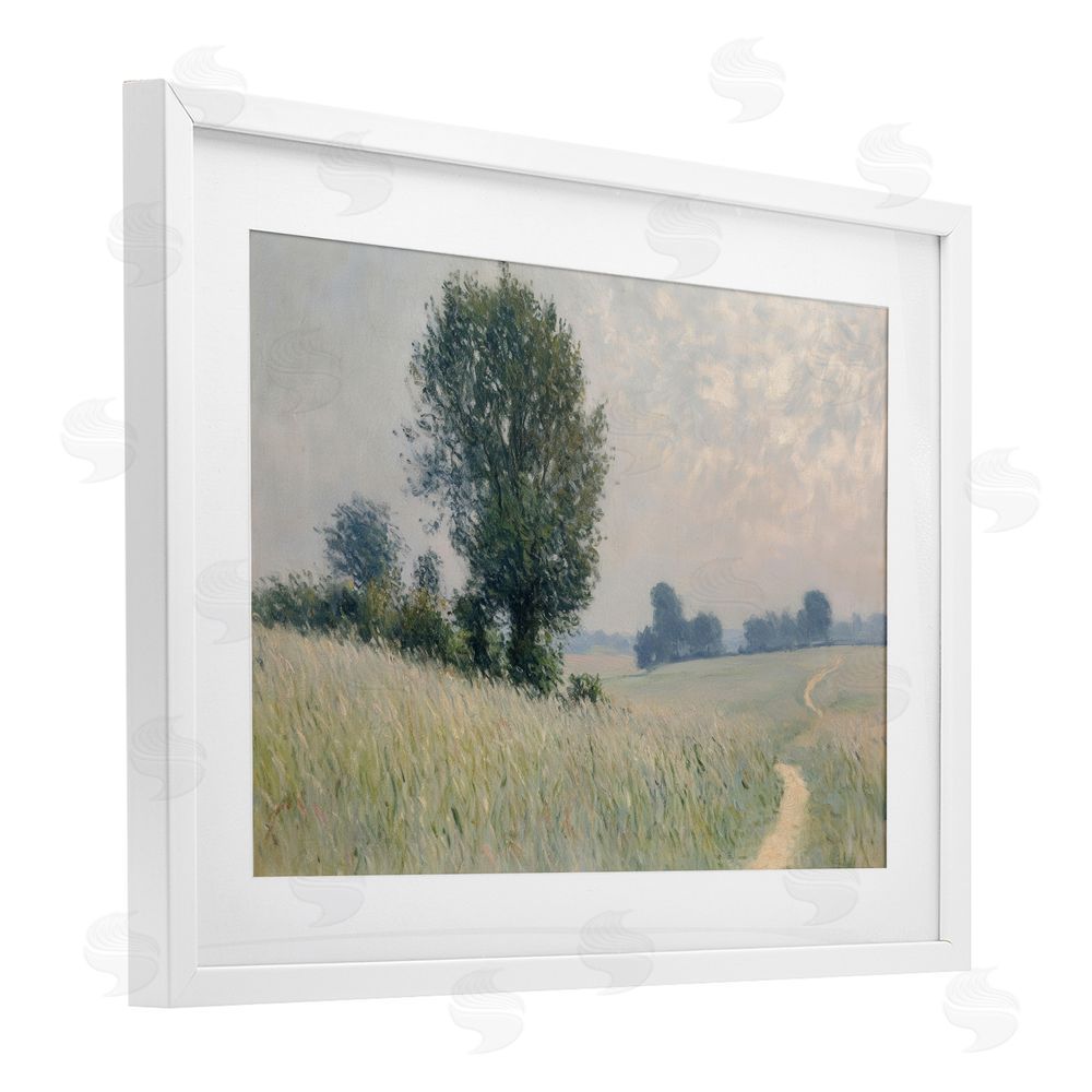 Petal Prints Design Tall Grass Path Through Meadow White Framed Print Under Glass with White Mat Wall Art