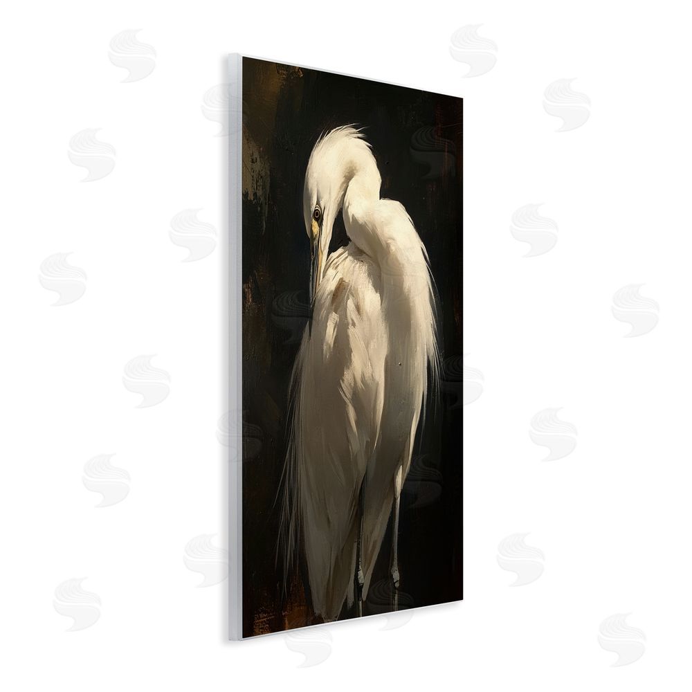 Petal Prints Design Feathered Egret in Soft Light Wall Plaque Home Decor Art Print