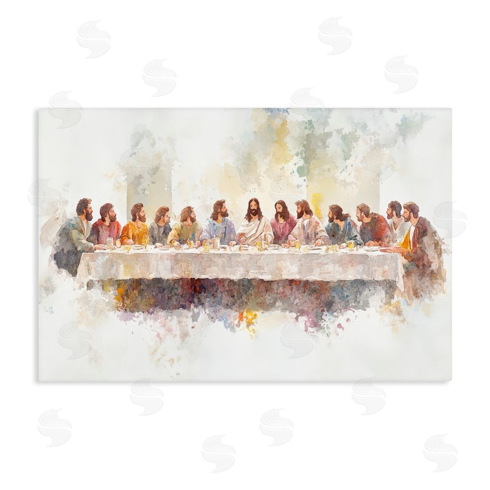 Petal Prints Design Watercolor Supper Spirituality Stretched Canvas Wall Art Print