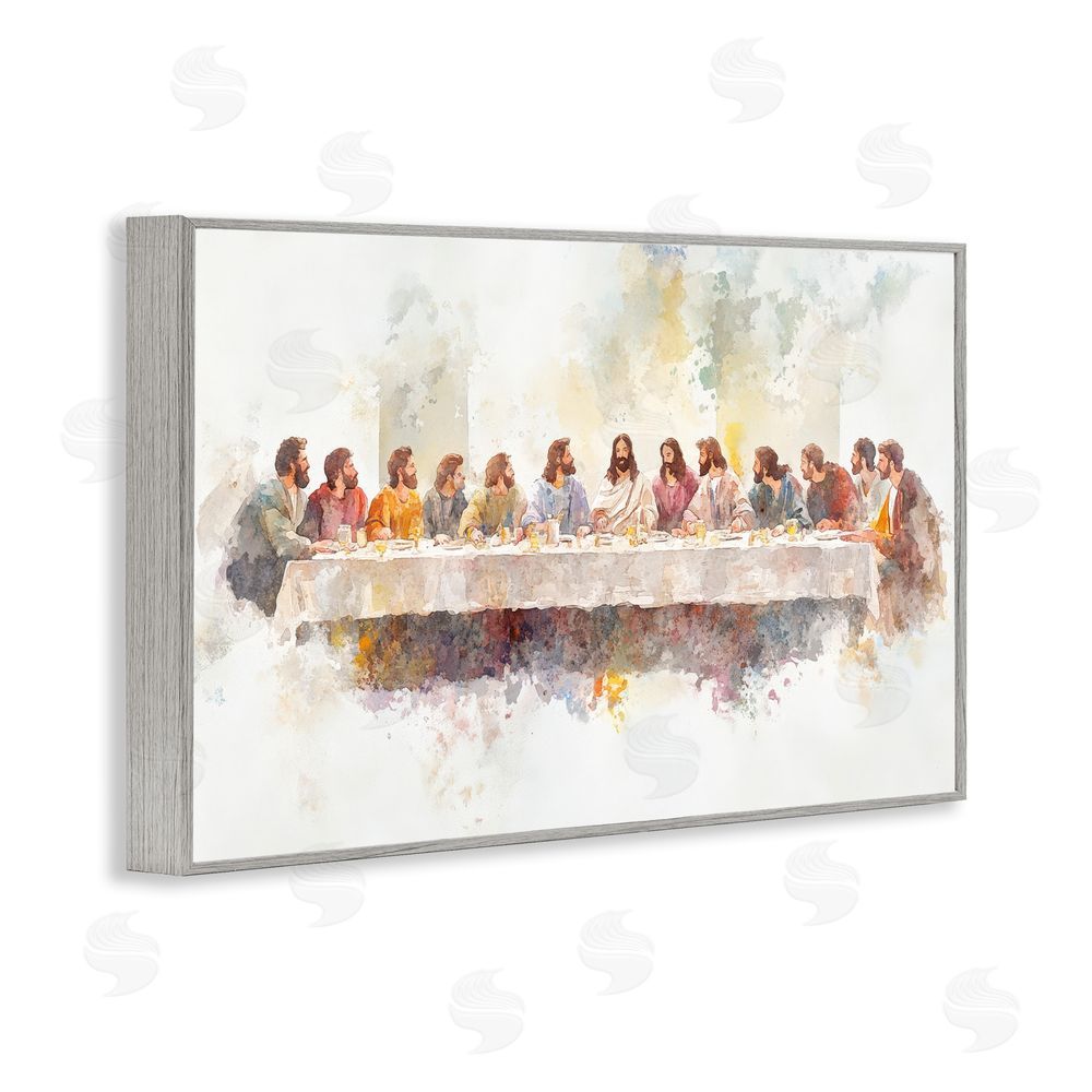 Petal Prints Design Watercolor Supper Spirituality Gray Framed Giclee Wall Art Print