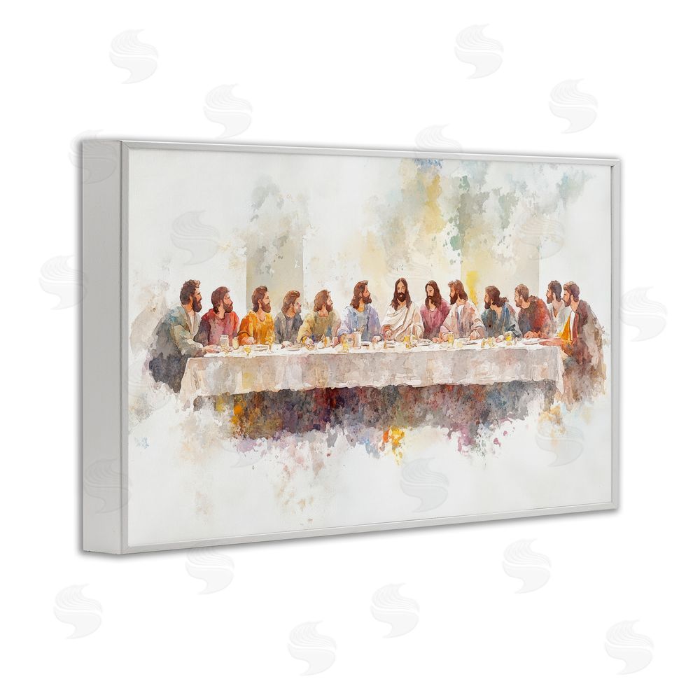 Petal Prints Design Watercolor Supper Spirituality White Framed Giclee Wall Art Print