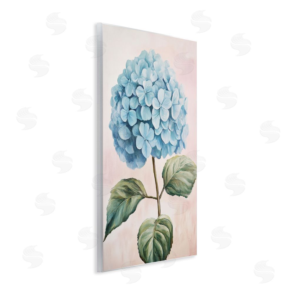 Petal Prints Design Delicate Baby Blue Hydrangea Wall Plaque with Fixed Lithograph Print
