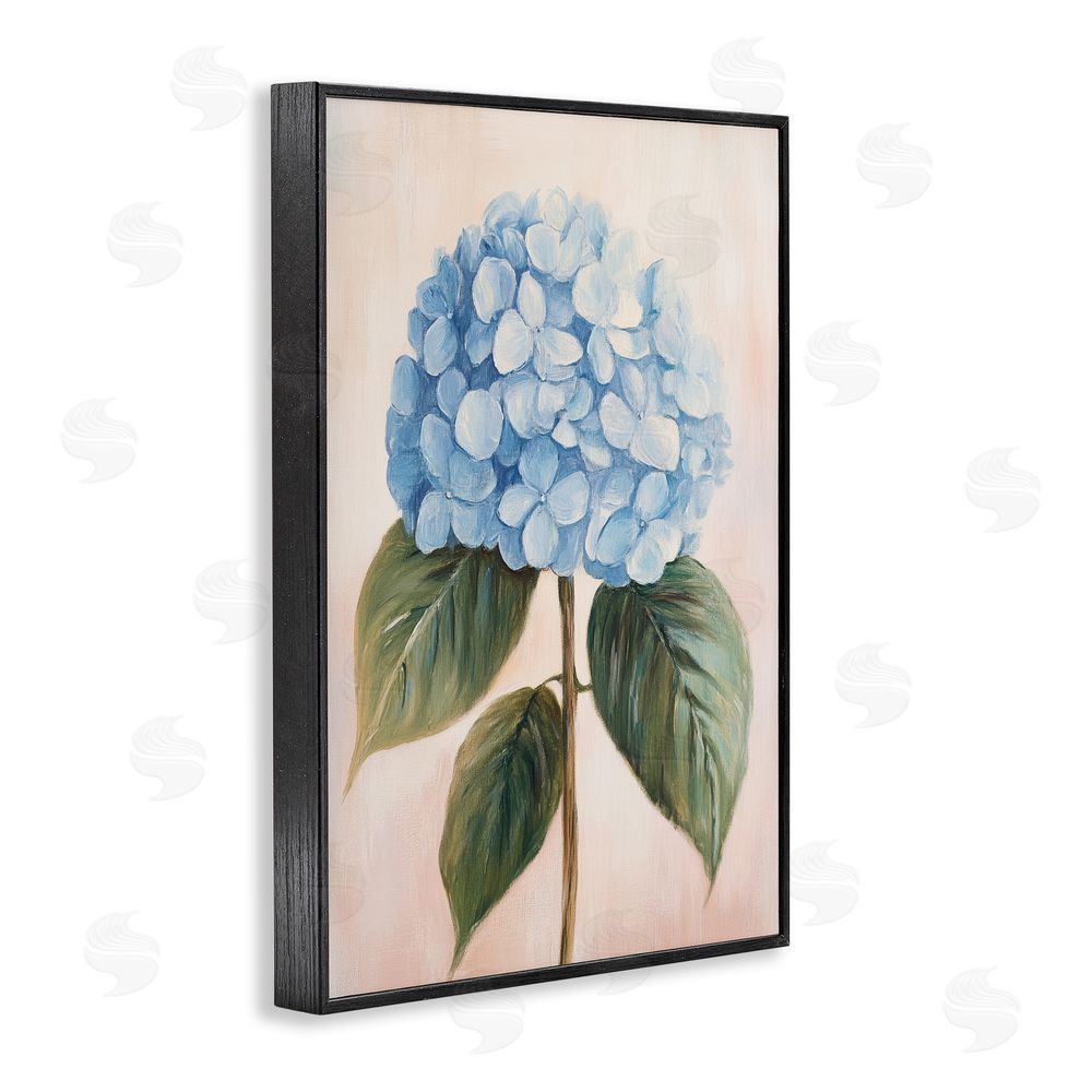 Petal Prints Design Baby Blue Hydrangea Black Framed Giclee Wall Art Print