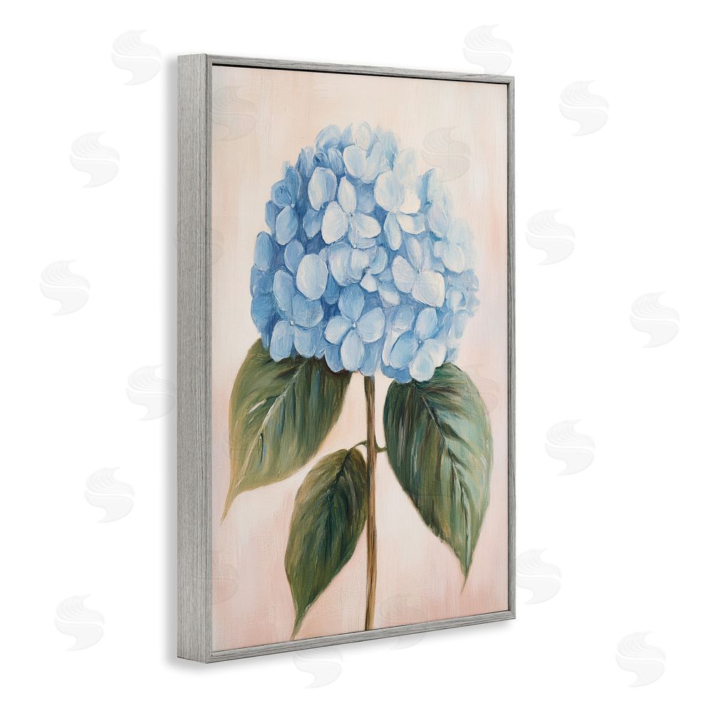 Petal Prints Design Baby Blue Hydrangea Gray Framed Giclee Wall Art Print