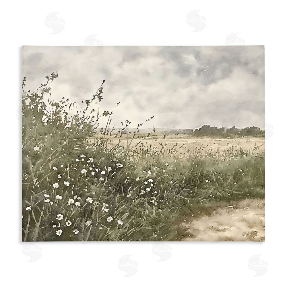 Riley B Soft Meadow Landscape at Dusk Stretched Canvas Wall Art Print