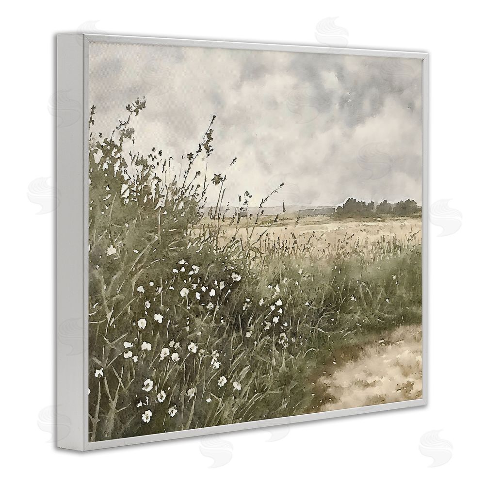 Riley B Soft Meadow Landscape at Dusk White Framed Giclee Wall Art Print