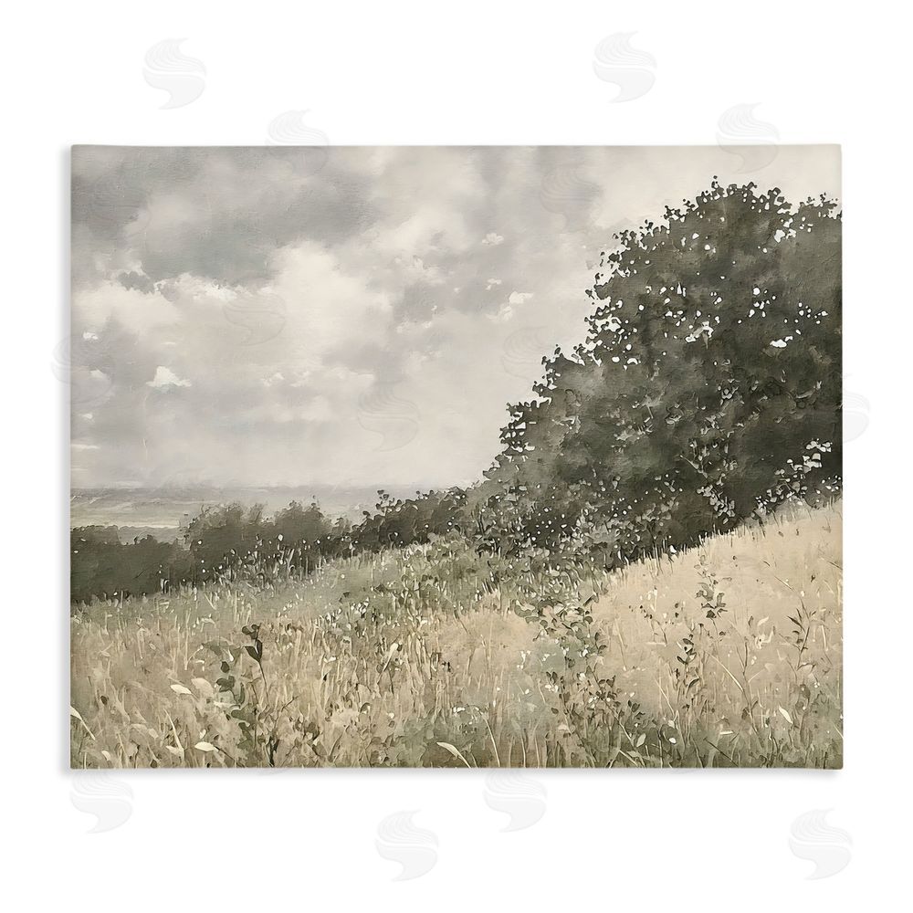 Riley B Soft & Subtle Meadow Landscape Stretched Canvas Wall Art Print