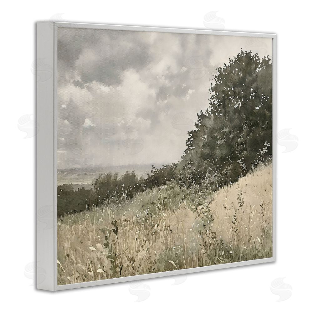 Riley B Soft & Subtle Meadow Landscape White Framed Giclee Wall Art Print