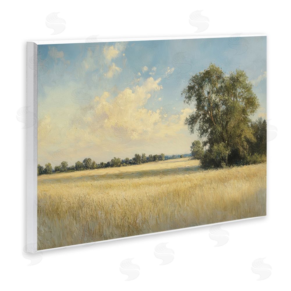Petal Prints Design Serene Wheat Field at Noon Wall Plaque Printed Art