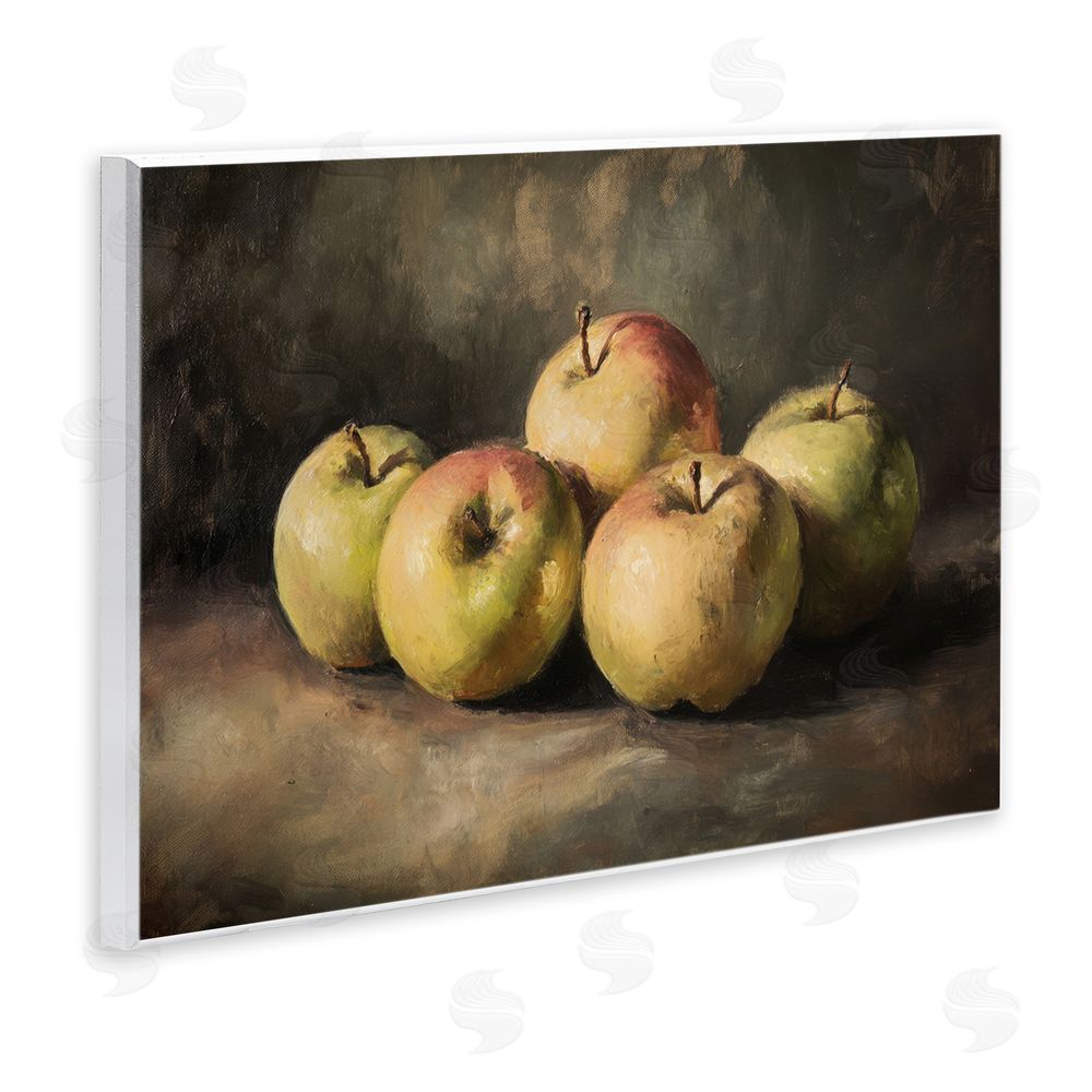 Petal Prints Design Apples in Soft Shadow Wall Plaque Art Print with White Foil Wrap