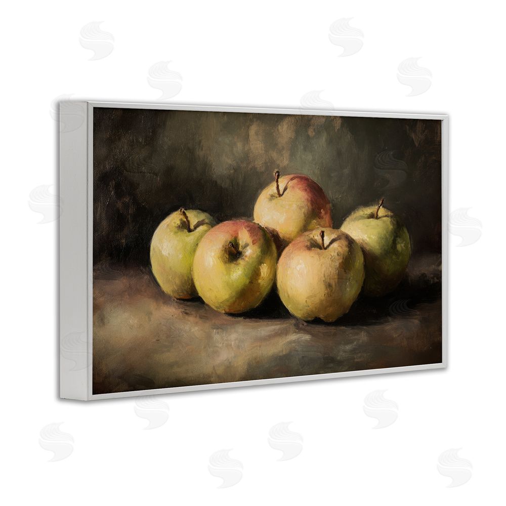 Petal Prints Design Apples in Soft Shadow White Framed Giclee Wall Art Print