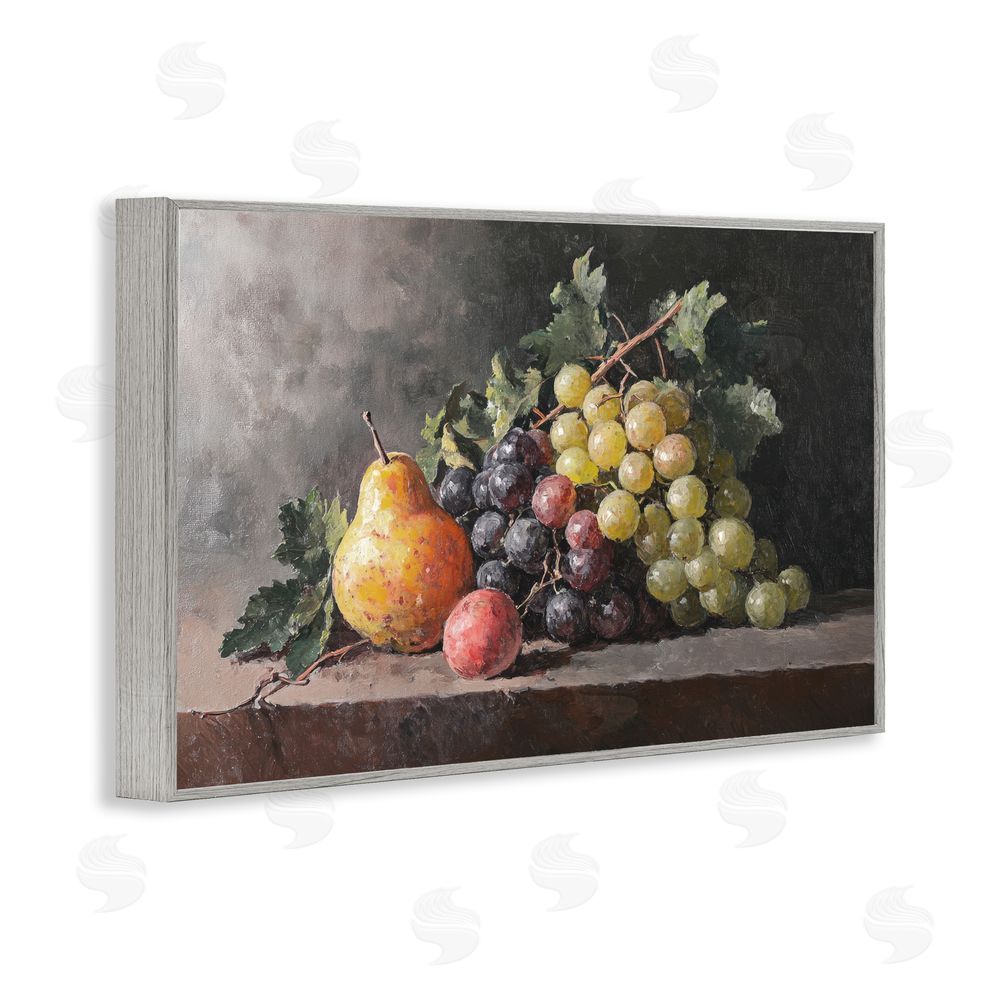 Petal Prints Design Bountiful Fruit Classic Still Life Gray Framed Giclee Wall Art Print