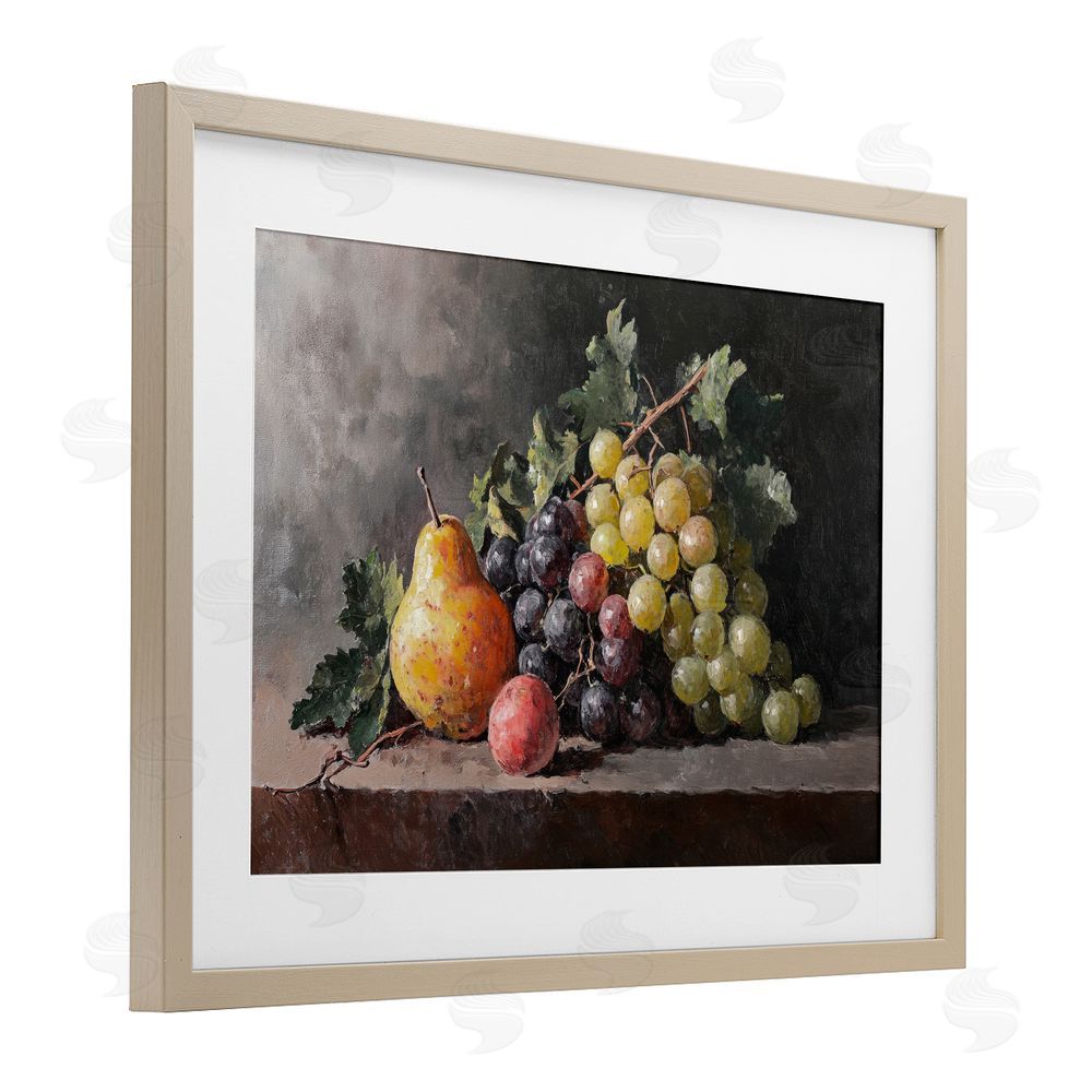 Petal Prints Design Bountiful Fruit Classic Still Life Brown Framed Print Under Glass with Matting Wall Art