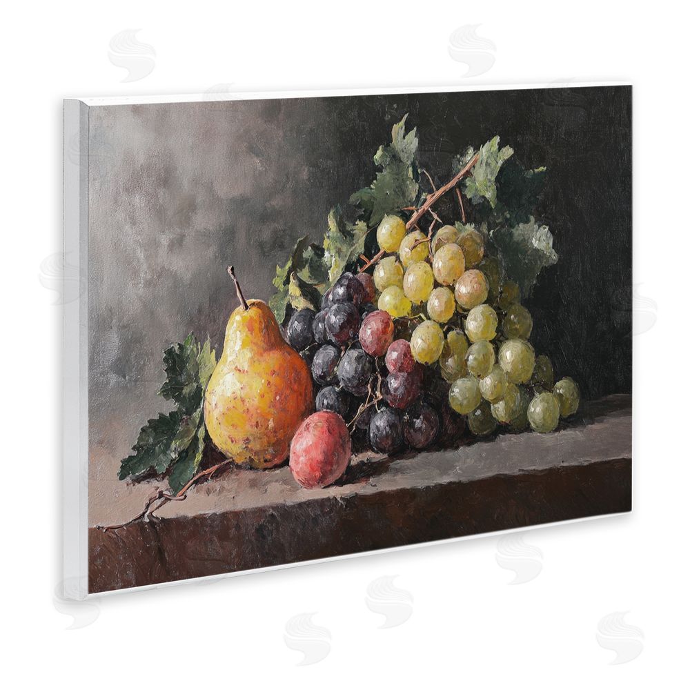Petal Prints Design Bountiful Fruit Classic Still Life Wall Plaque Art Print with White Foil Wrap