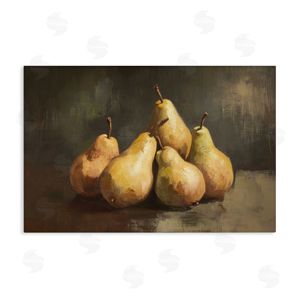 Petal Prints Design Golden Pears Still Life Stretched Canvas Wall Art