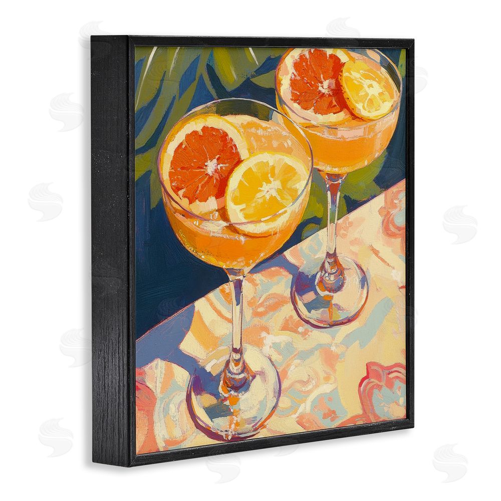 Petal Prints Design Fruity Summer Cocktails Black Framed Giclee Wall Art