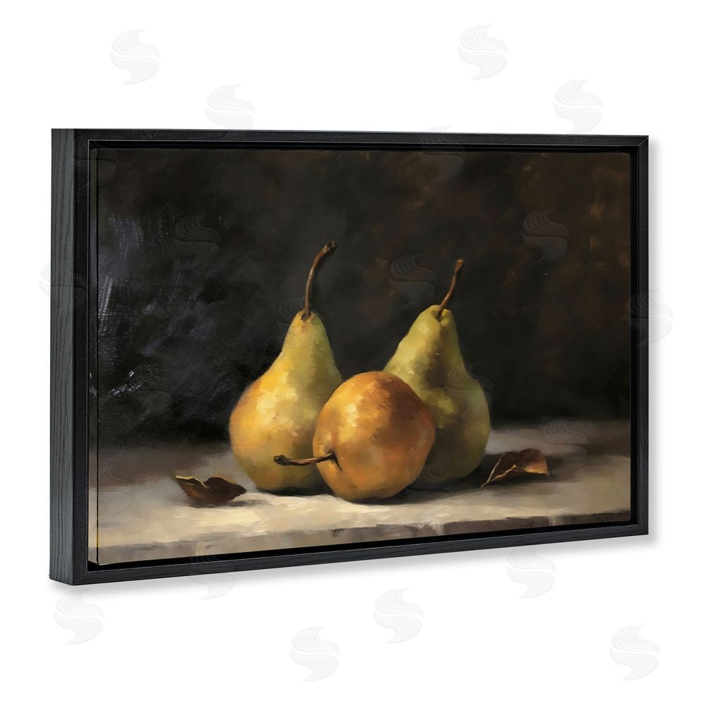 Creative Studio Three Pears on Marble Black Floating Framed Canvas Wall Art Print
