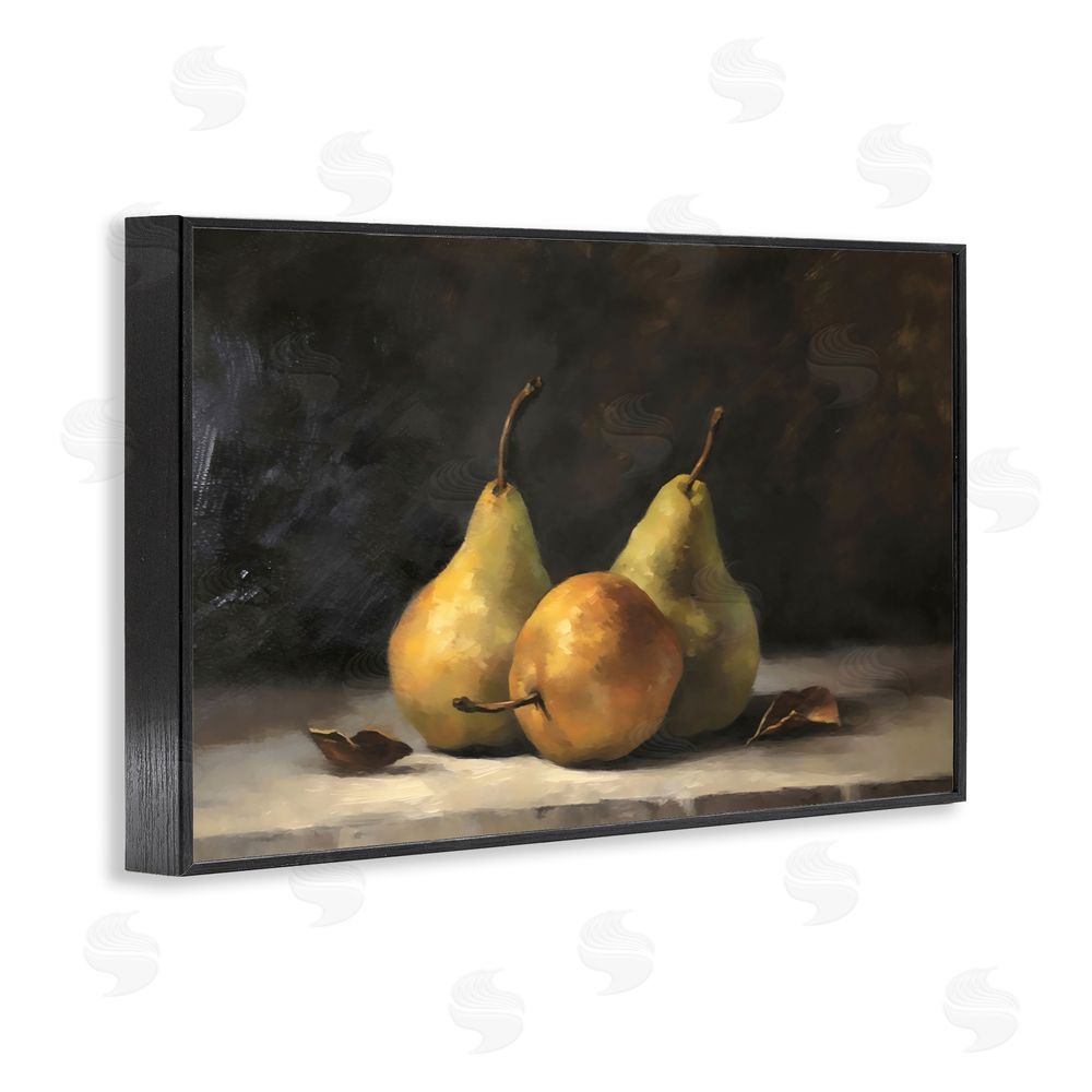 Creative Studio Three Pears on Marble Black Framed Giclee Wall Art Print