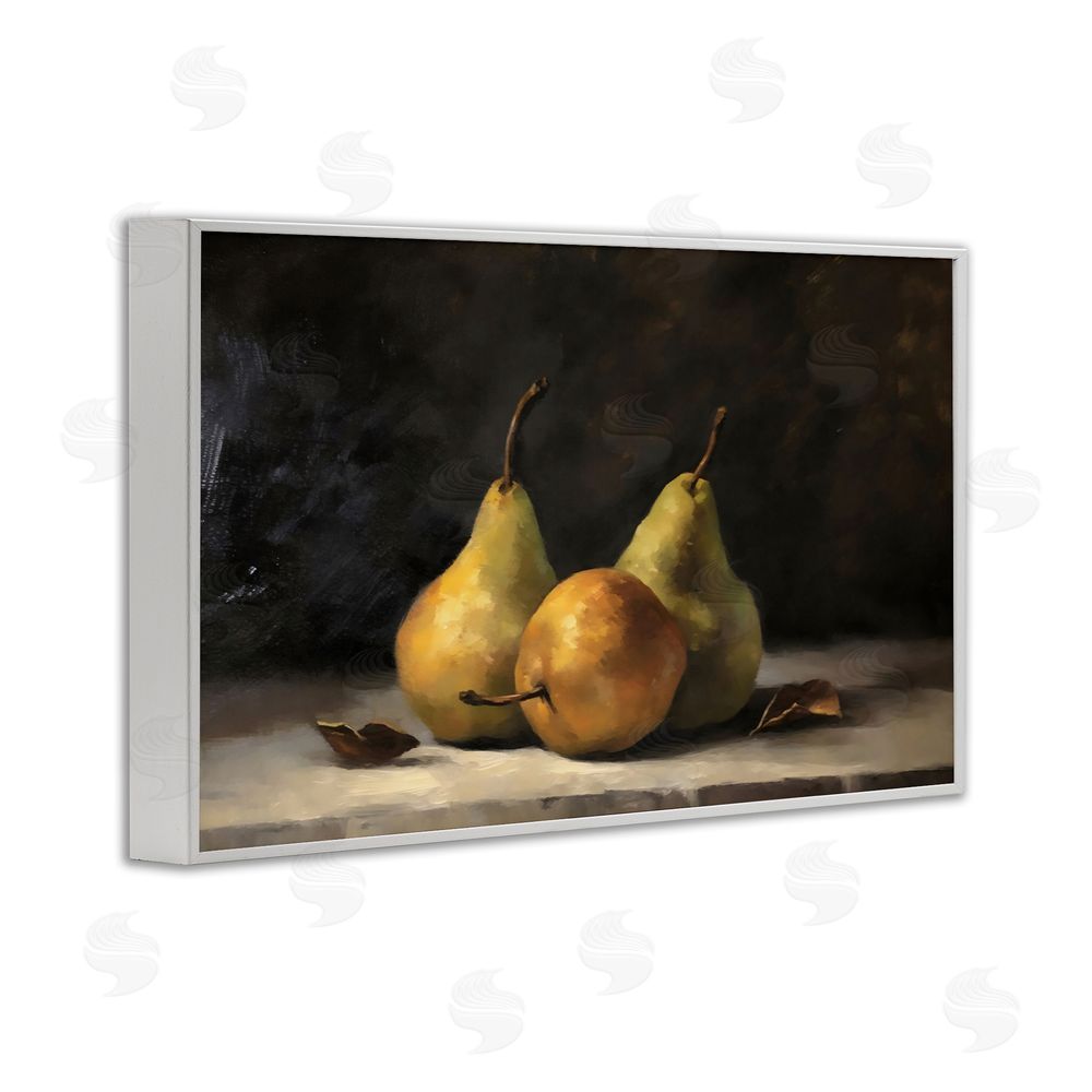 Creative Studio Three Pears on Marble White Framed Giclee Wall Art Print