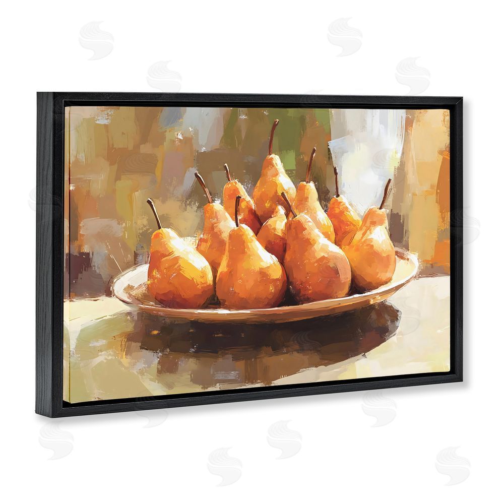 Creative Studio Pear Arrangement Table Black Floating Frame Canvas Wall Art Print