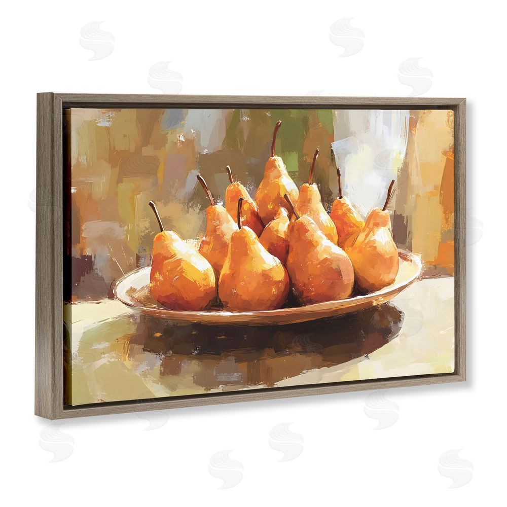 Creative Studio Pear Arrangement Table Brown Floating Frame Canvas Wall Art Print