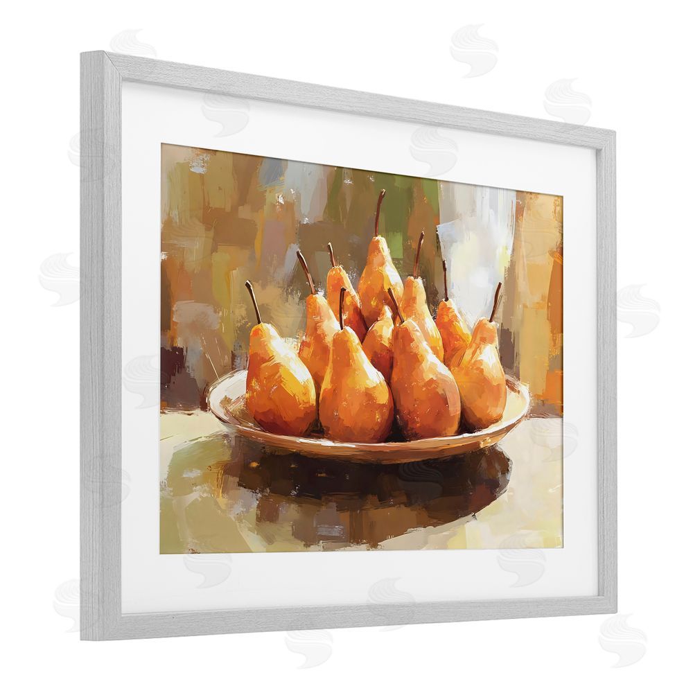 Creative Studio Pear Arrangement Table Gray Framed Print Under Glass with White Mat Wall Art