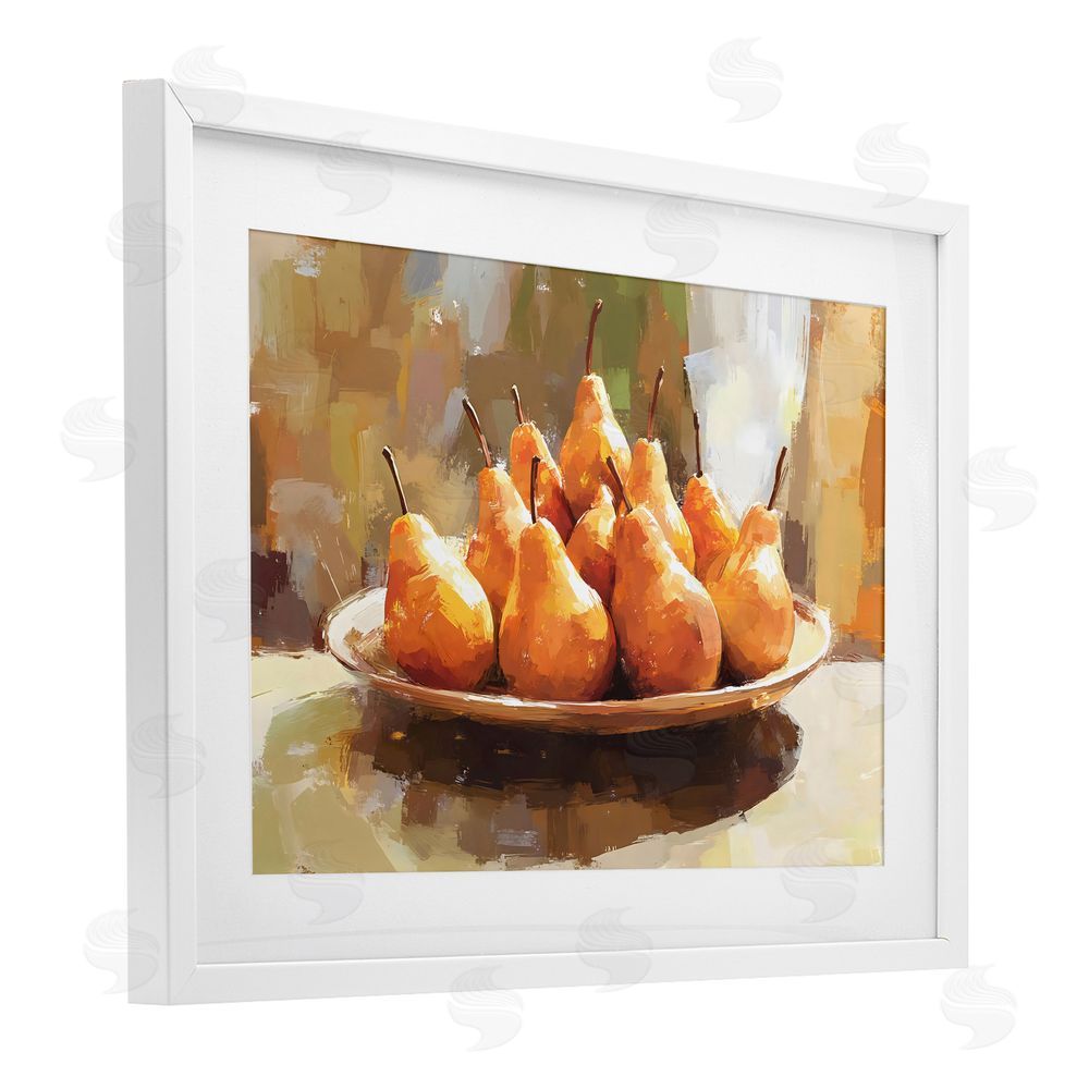 Creative Studio Pear Arrangement Table White Framed Print Under Glass with Mat Wall Art