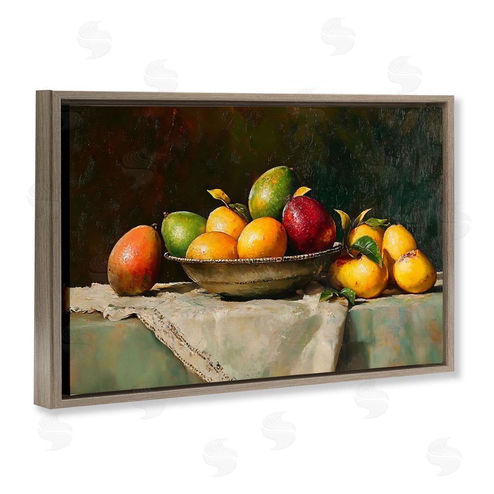 Creative Studio Fancy Table Fruit Arrangement Brown Floating Framed Canvas Wall Art