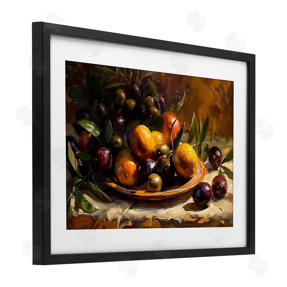 Creative Studio Array of Olives & Citrus Black Framed Print Under Glass with Matting Wall Art