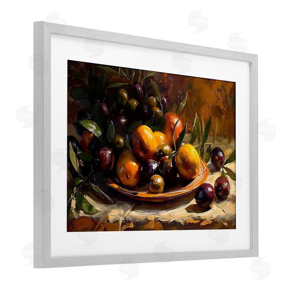 Creative Studio Array of Olives & Citrus Gray Framed Print Under Glass with Matting Wall Art