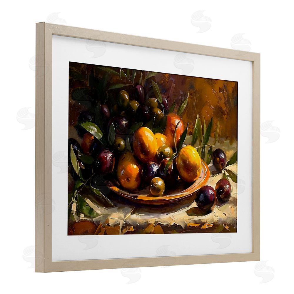 Creative Studio Array of Olives & Citrus Brown Framed Print Under Glass with Matting Wall Art