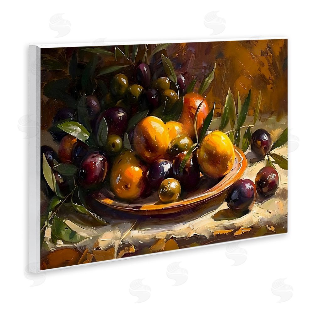 Creative Studio Array of Olives & Citrus Wall Plaque Art Print with White Foil Wrap