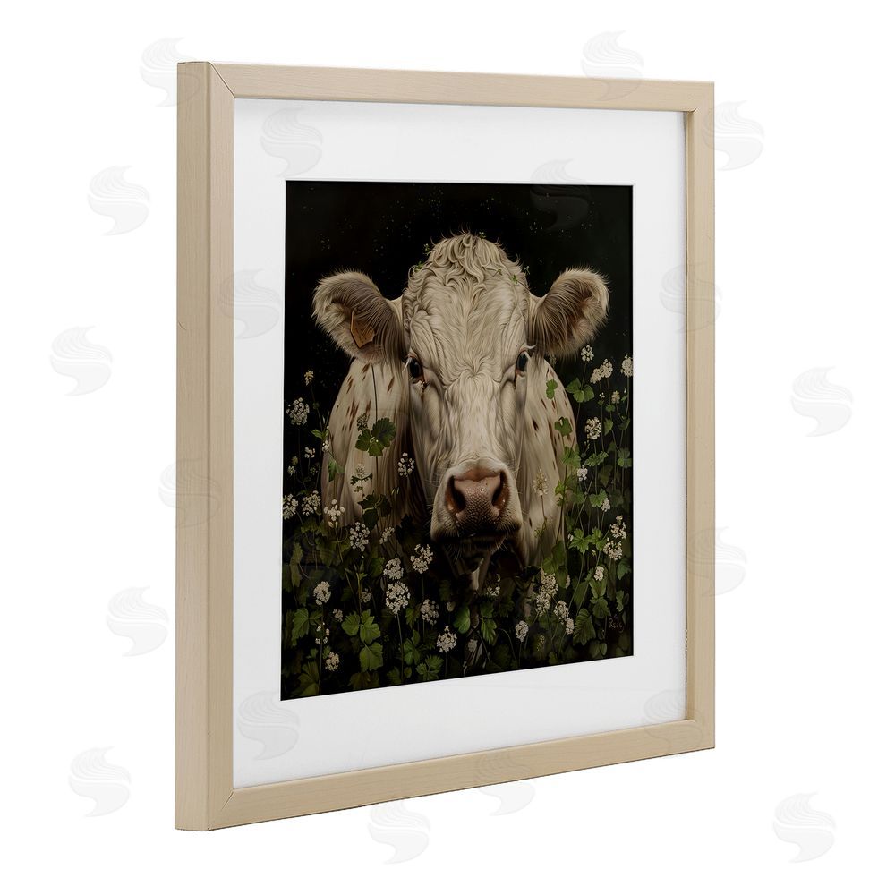 Creative Studio Cow in the Green Meadow Brown Framed Print Under Glass Wall Art