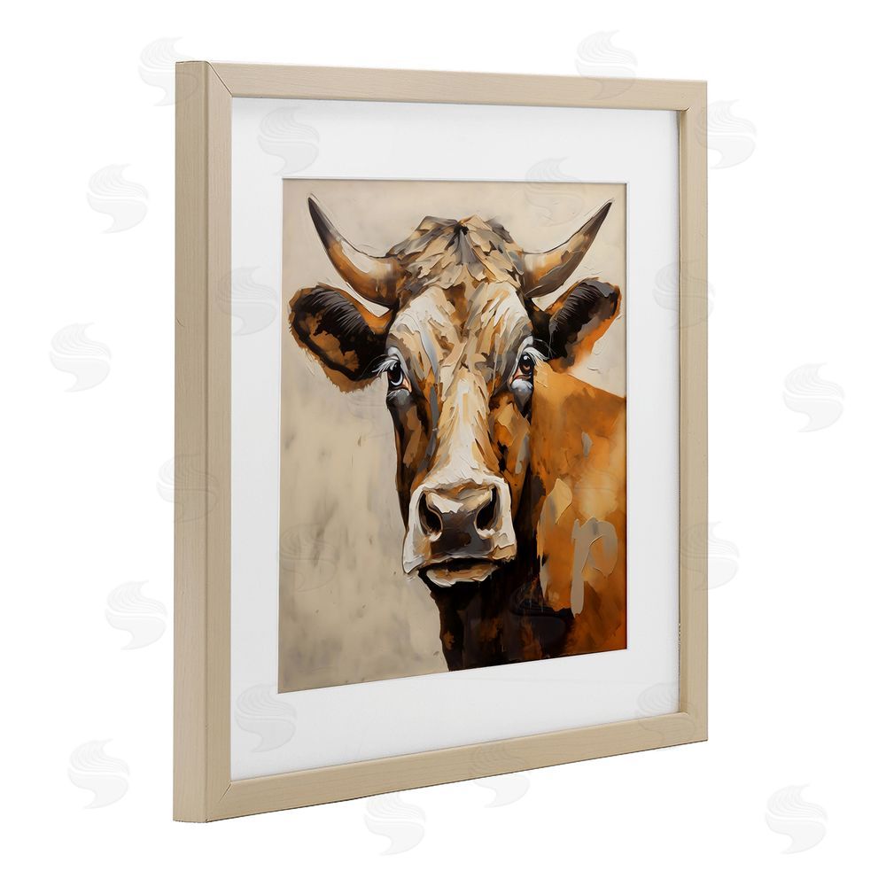 Creative Studio Beautiful Brown Bovine Brown Framed Print Under Glass with Matting Wall Art