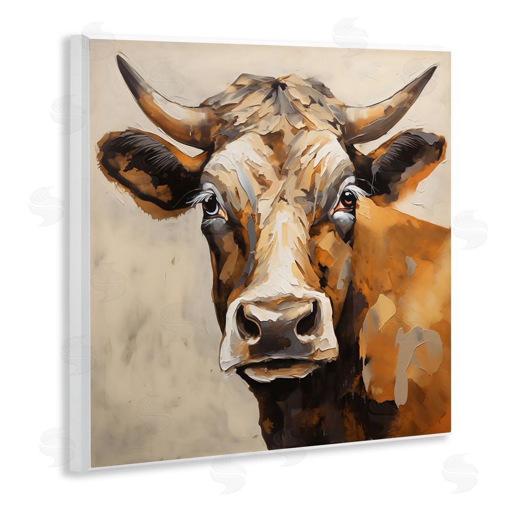 Creative Studio Beautiful Brown Bovine Wall Plaque Art Print with White Foil Wrap