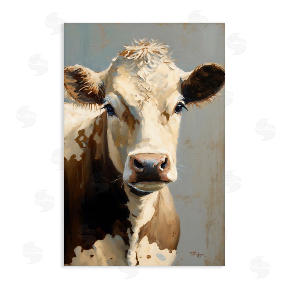 Creative Studio Farmhouse Cow with Gentle Gaze Stretched Canvas Wall Art