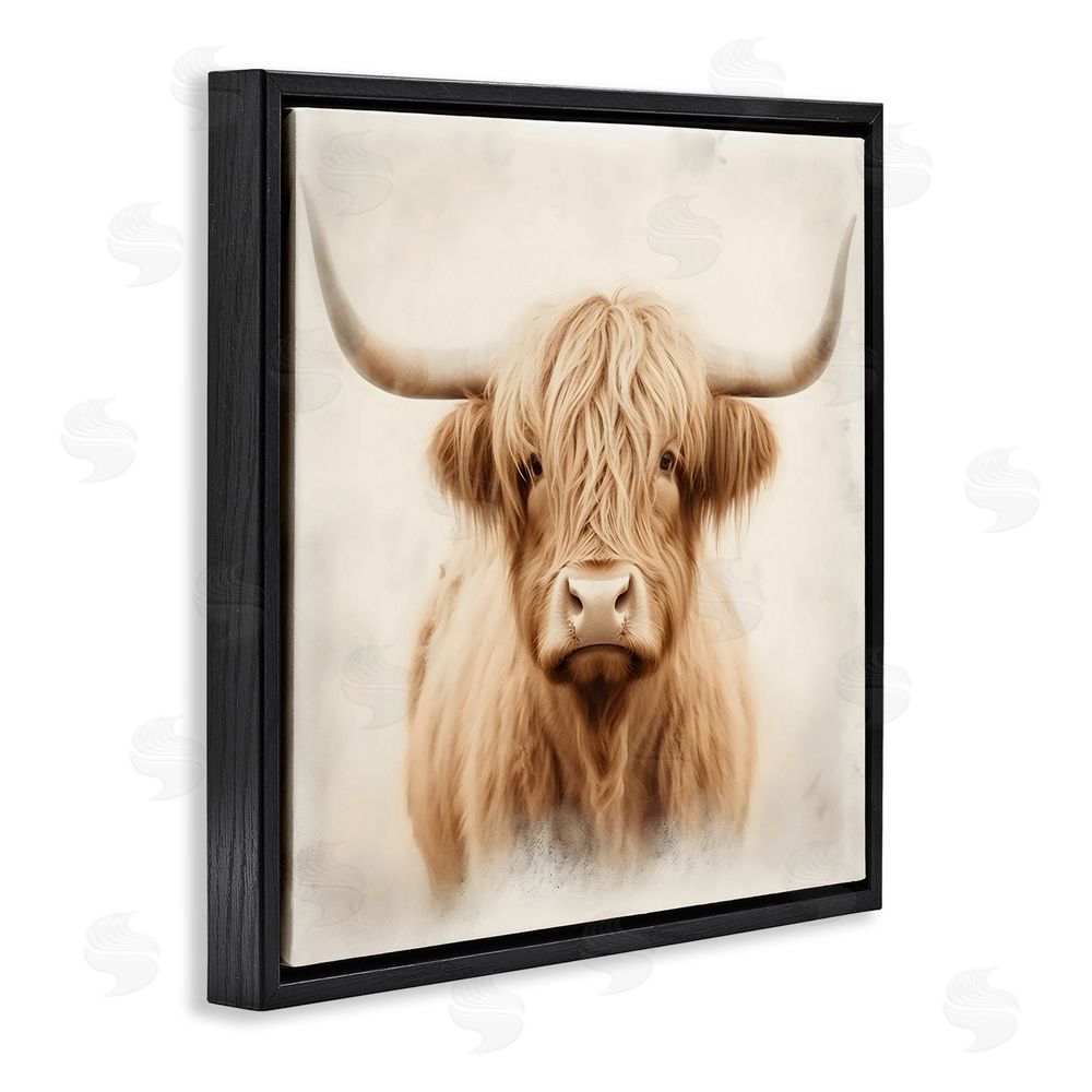 Creative Studio Dreamy Fluffy Highland Portrait Black Floating Frame Canvas Wall Art Print
