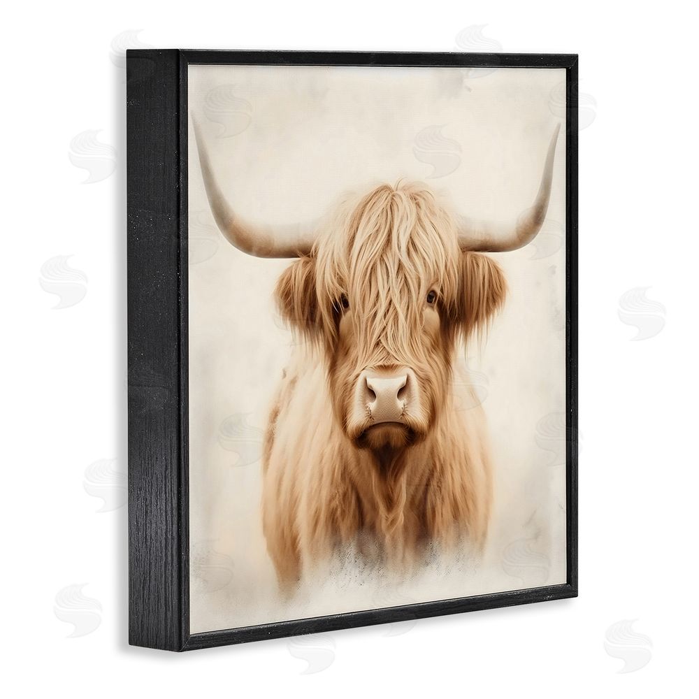Creative Studio Dreamy Fluffy Highland Portrait Black Framed Giclee Wall Art Print