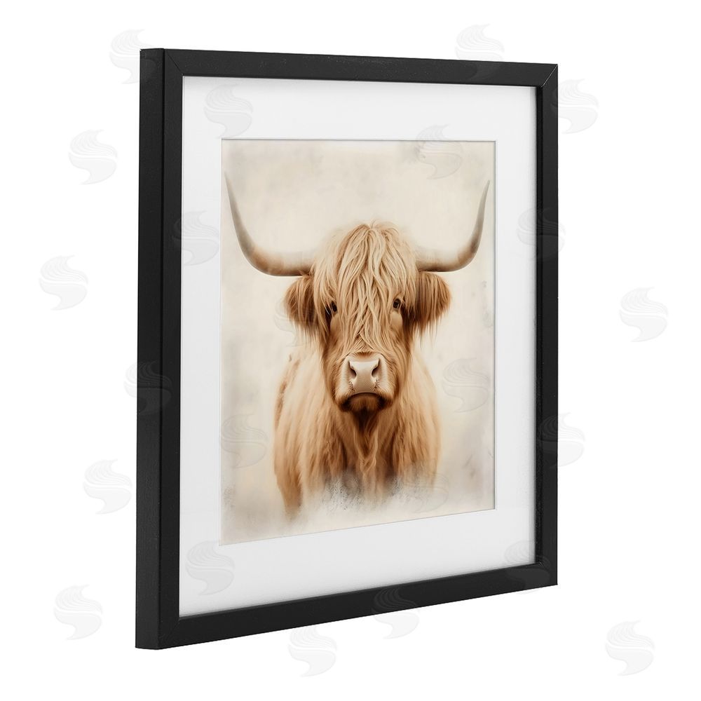 Creative Studio Dreamy Fluffy Highland Portrait Black Framed Print Under Glass Wall Art