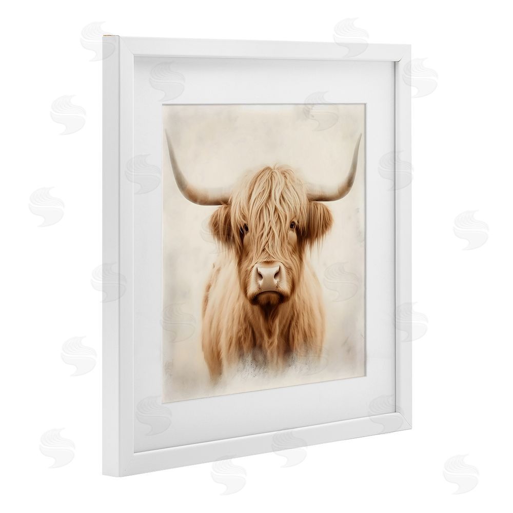 Creative Studio Dreamy Fluffy Highland Portrait White Framed Print Under Glass Wall Art
