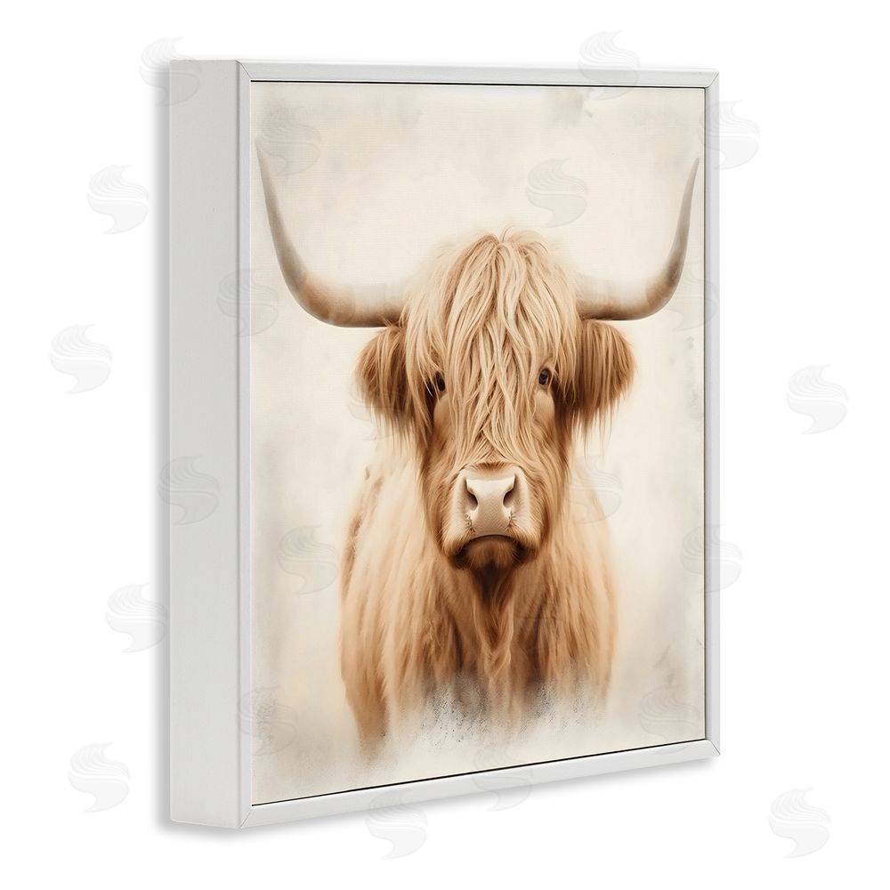 Creative Studio Dreamy Fluffy Highland Portrait White Framed Giclee Wall Art Print