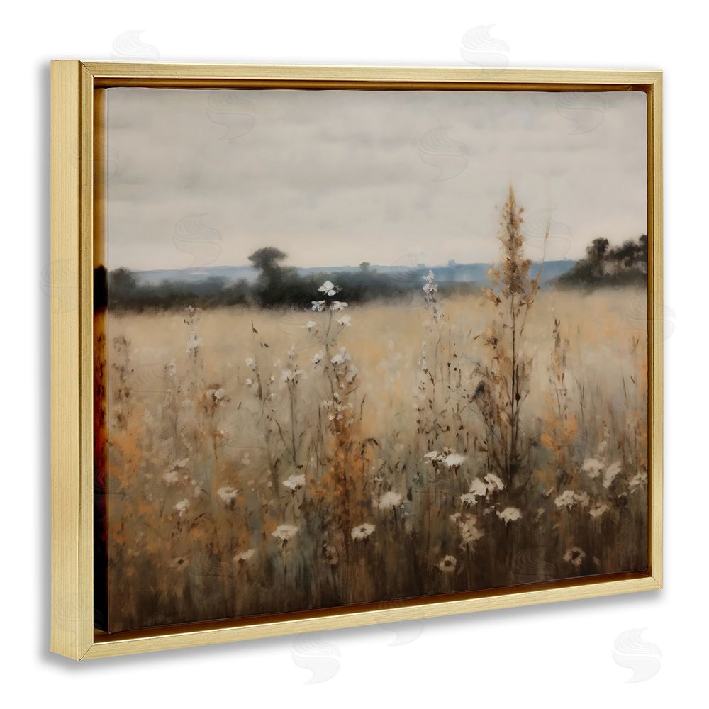 Creative Studio Country Wildflowers in Misty Meadow Gold Floating Frame Canvas Wall Art Print