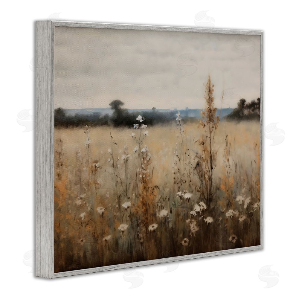 Creative Studio Country Wildflowers in Misty Meadow Gray Framed Giclee Wall Art Print