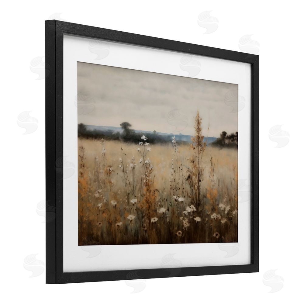 Creative Studio Country Wildflowers in Misty Meadow Black Framed Print Under Glass Wall Art